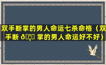 双手断掌的男人命运七杀命格（双手断 🦋 掌的男人命运好不好）